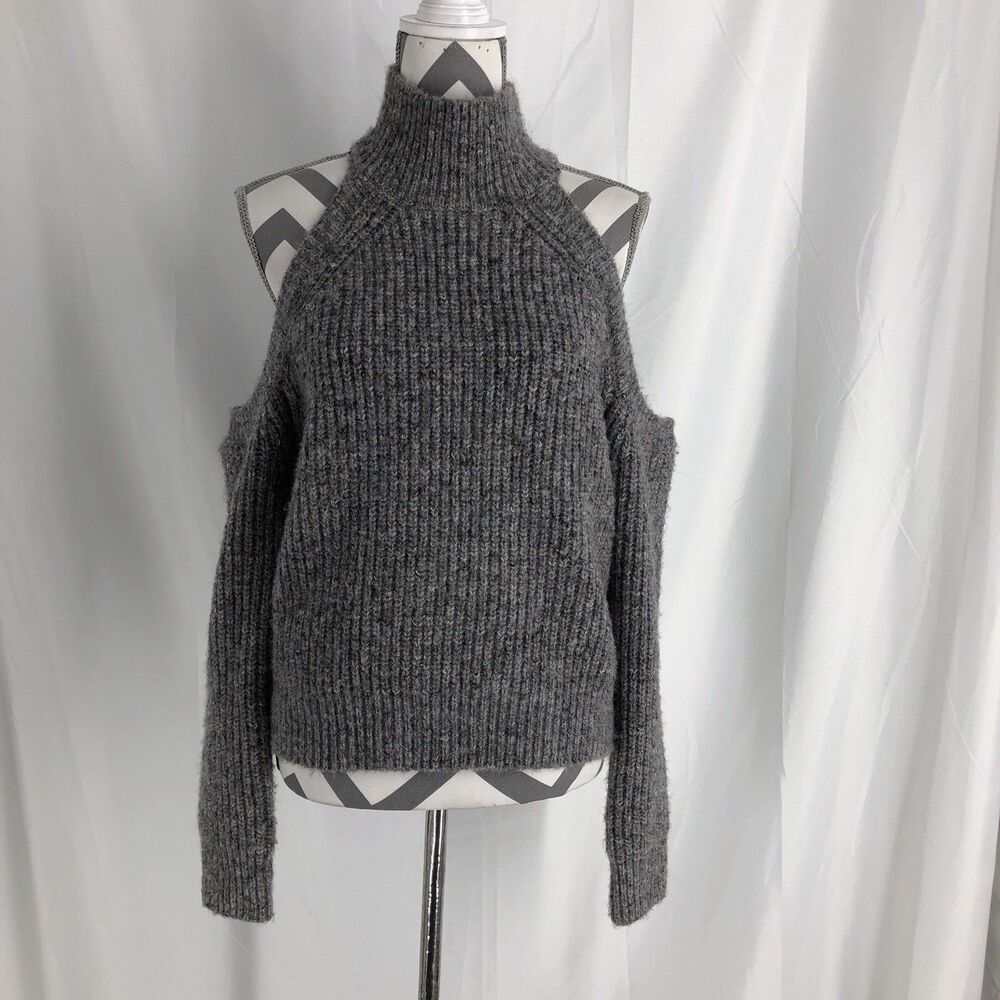 ASTR the Label X Revolve Cold Shoulder Sweater Gray Wool Blend M